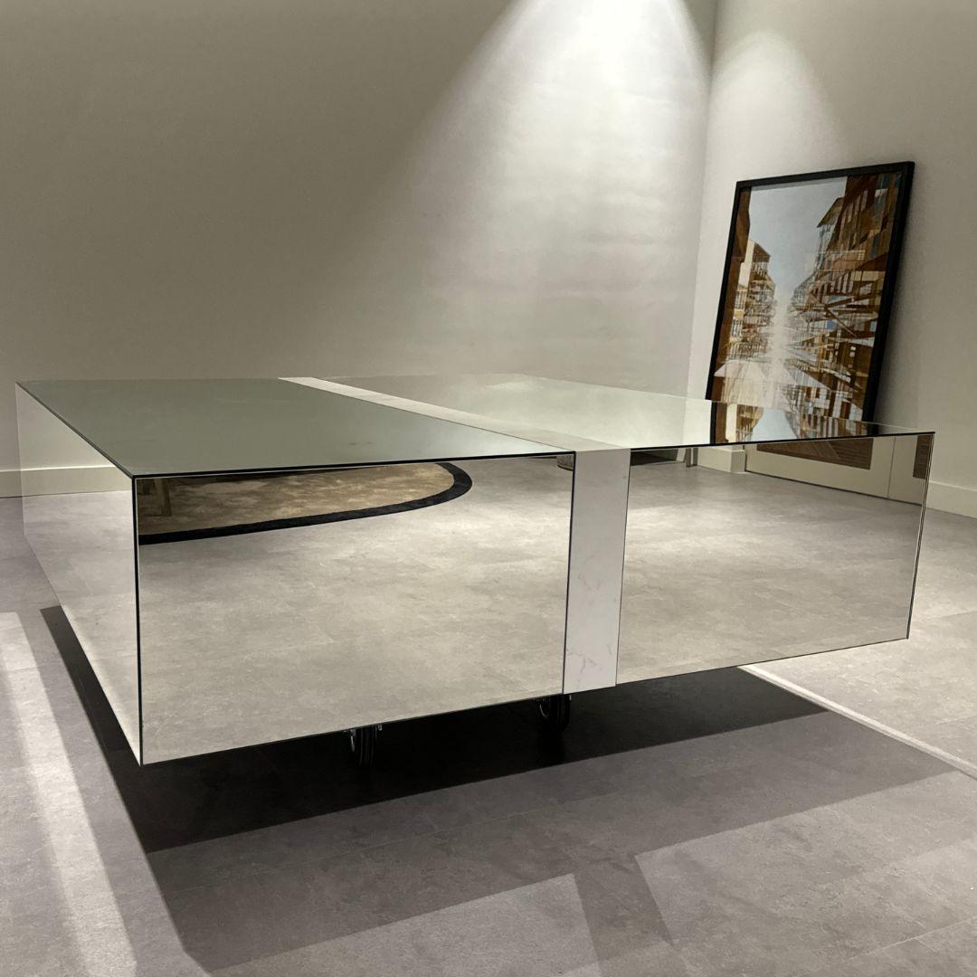 Portuguese LEGADO Coffee Table Mirror and White Marble, Available Now For Sale