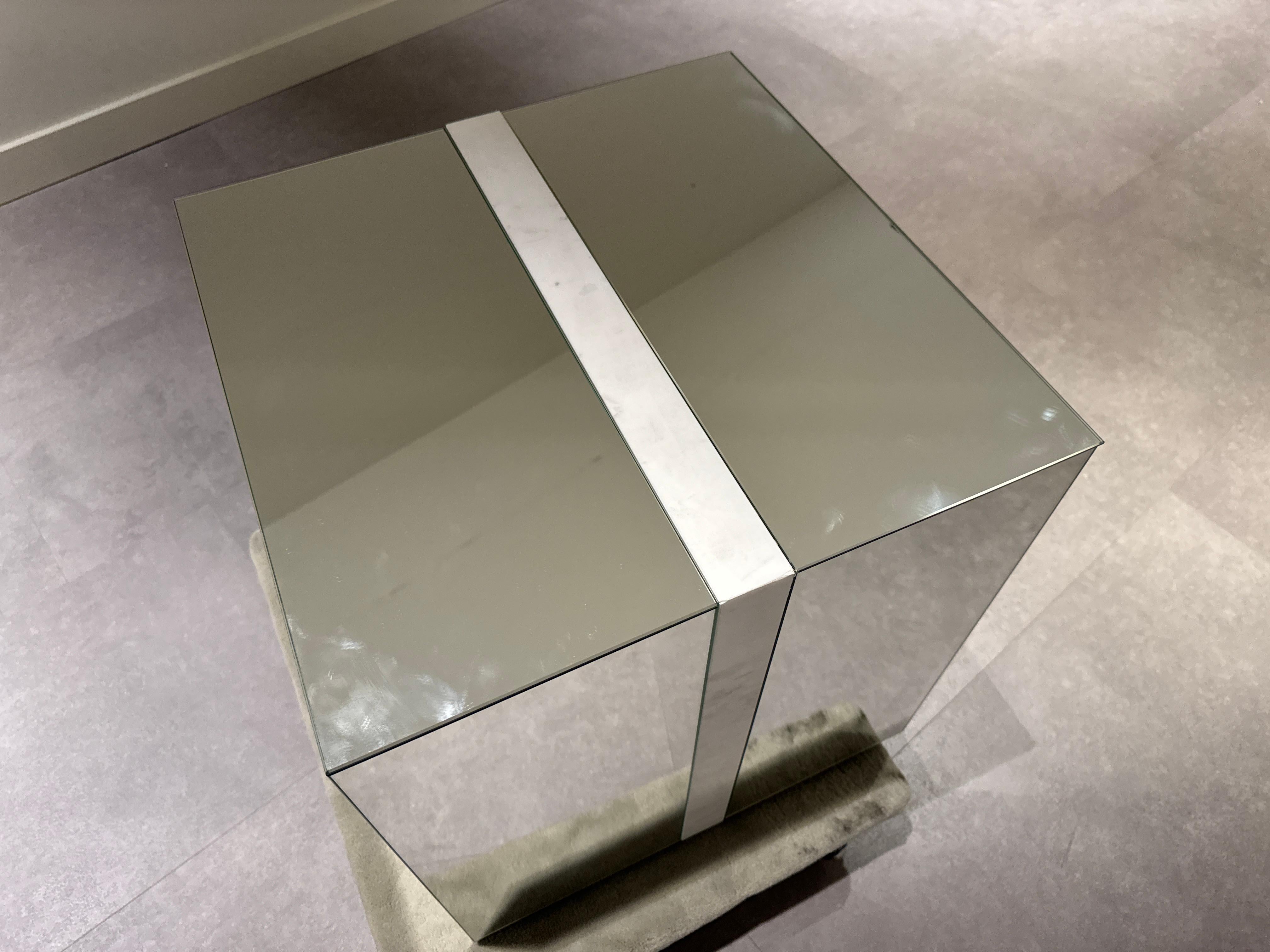 Modern LEGADO side table, mirrored structure and marble border, Available Now For Sale