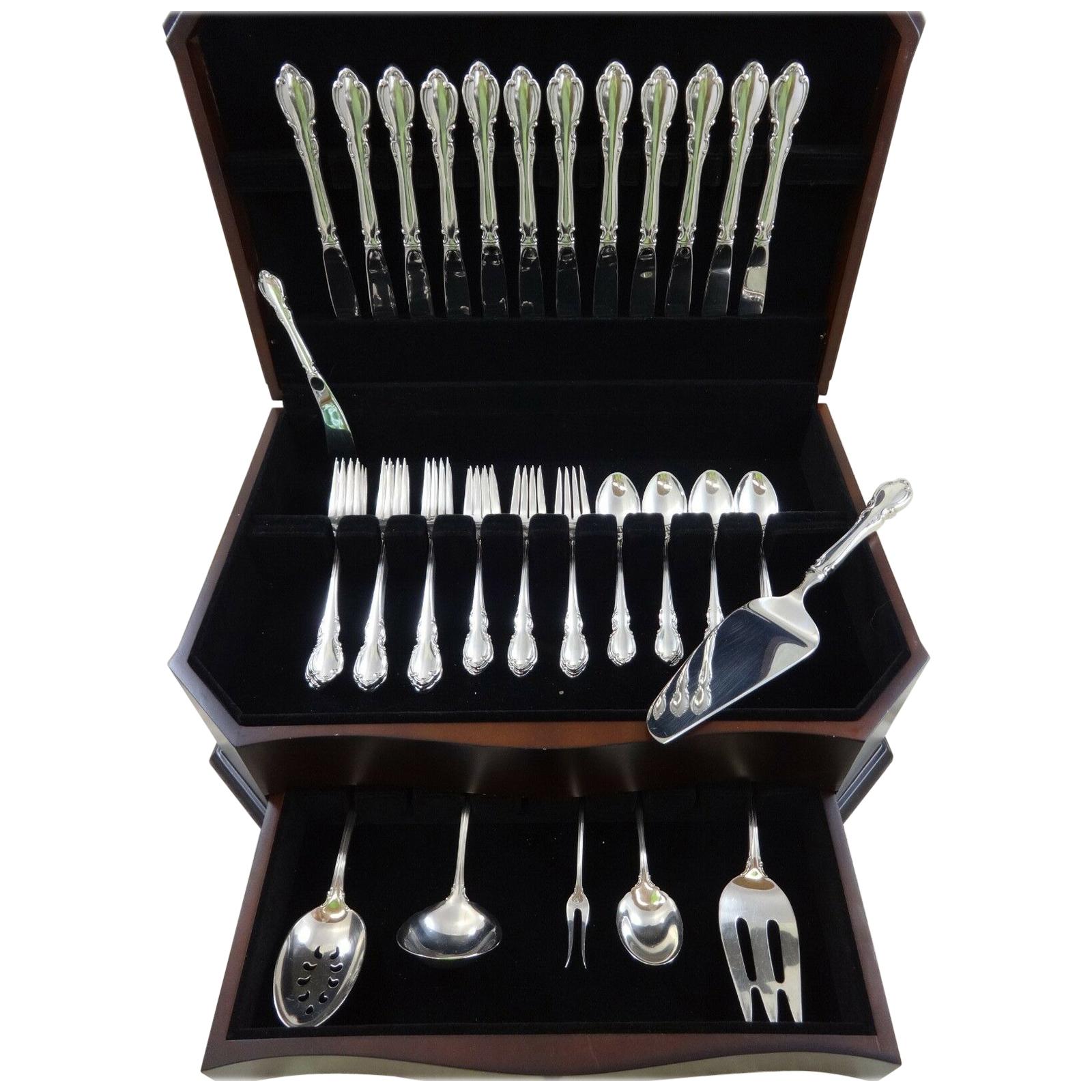 Service de couverts en argent sterling Legato par Towle pour 12 personnes, ensemble de 55 pièces