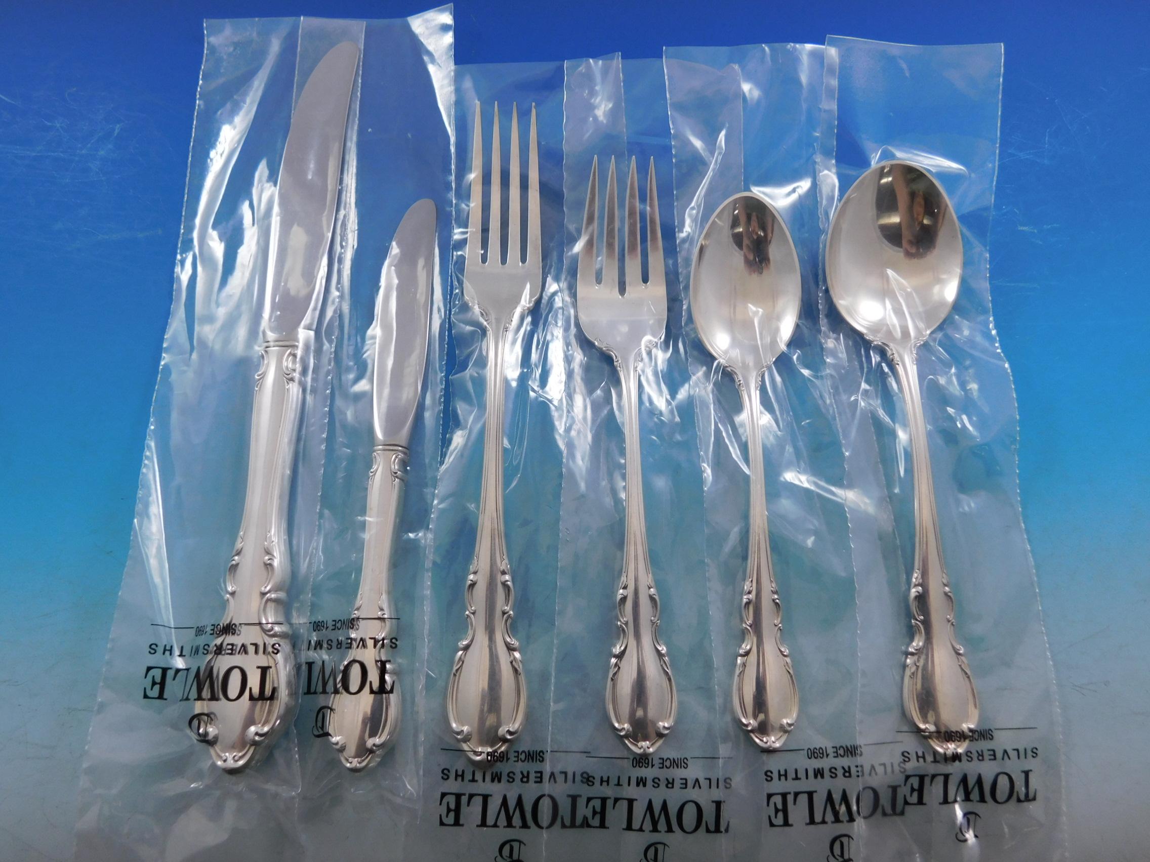 Legato by Towle Sterling Silver Flatware Set for 8 Service 48 Pieces New Unused In Excellent Condition For Sale In Big Bend, WI