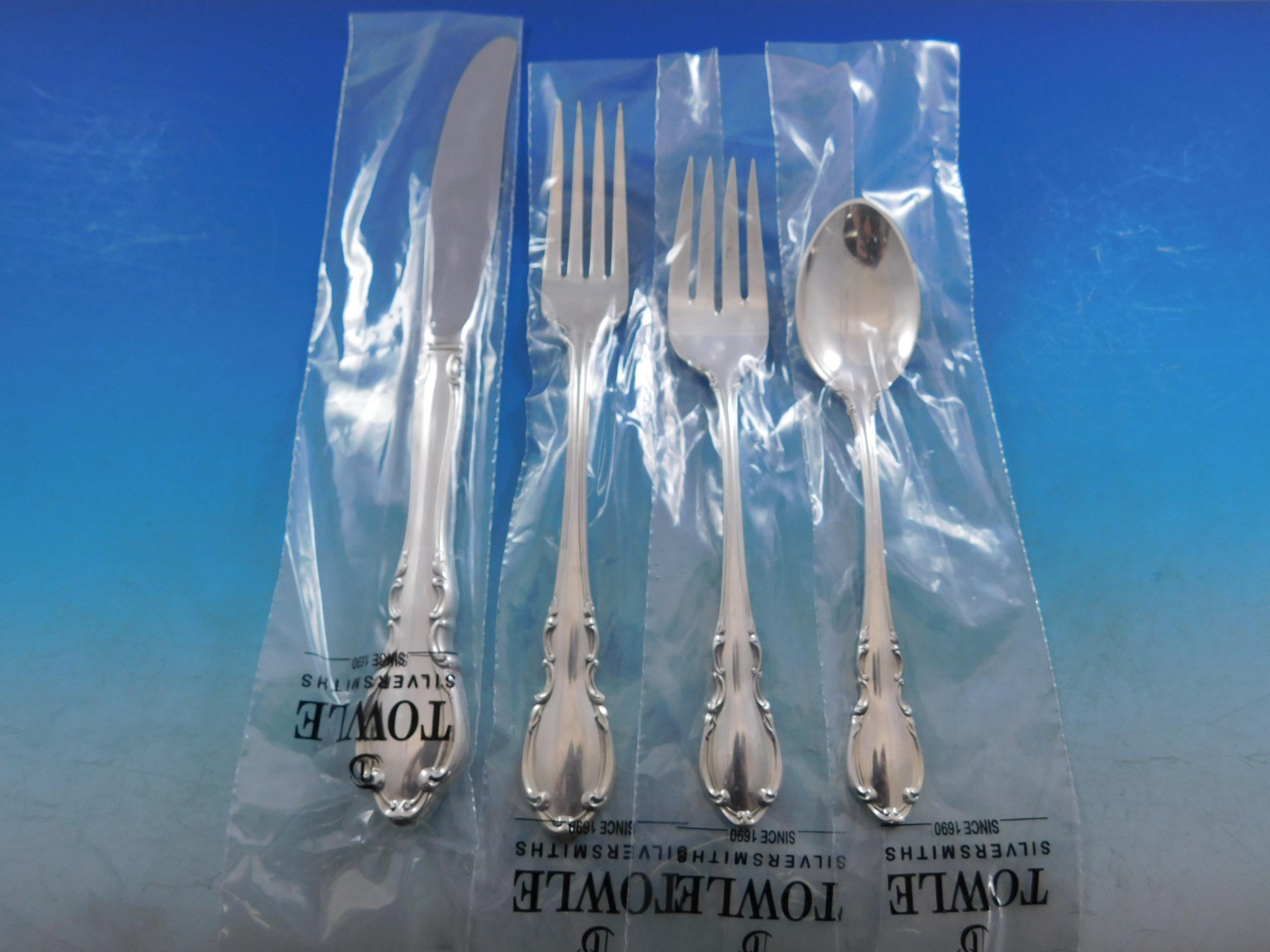 20th Century Legato by Towle Sterling Silver Flatware Set for 8 Service 48 Pieces New Unused For Sale