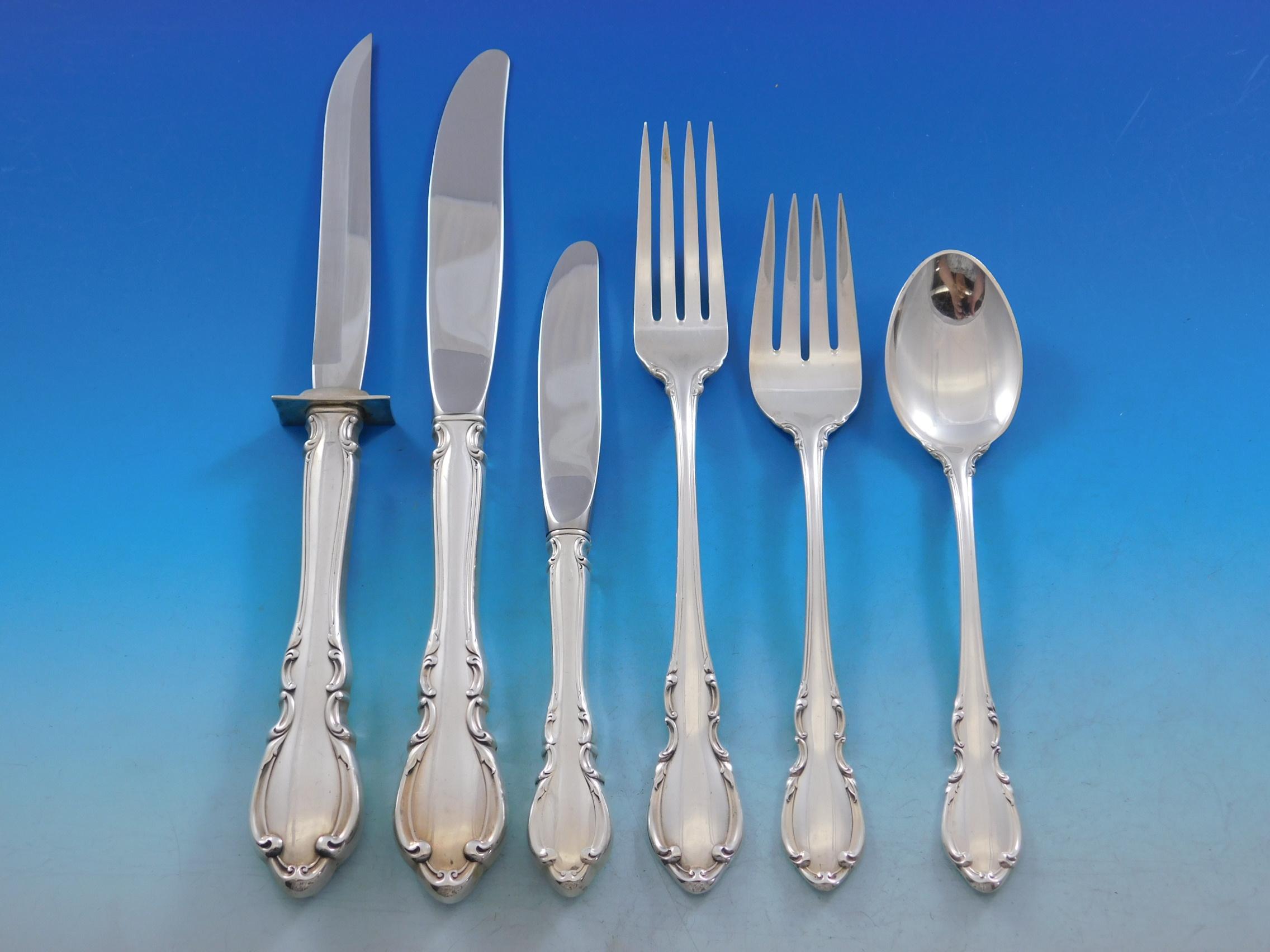 Legato by Towle sterling silver flatware set, 54 pieces. This set includes:

8 knives, modern, 9