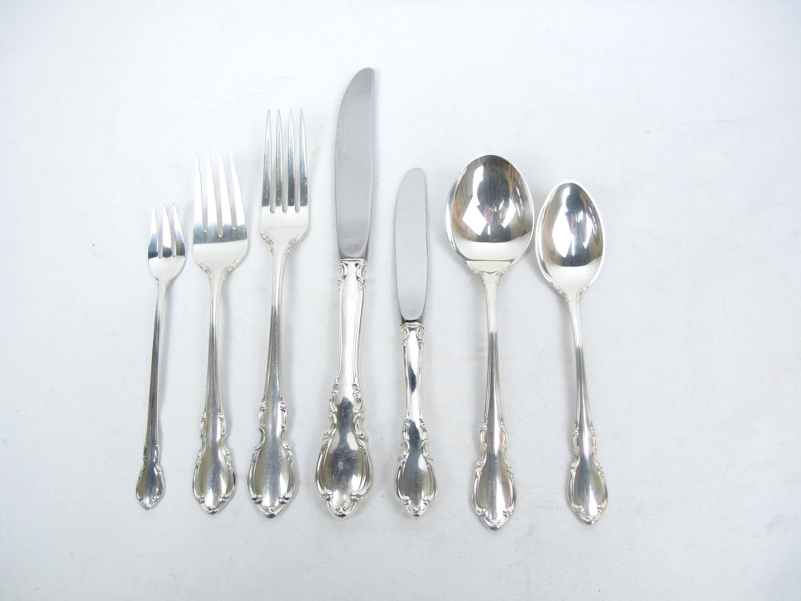 Mid-20th Century Legato Sterling Silver Traditional & Elegant, Towle Service 8 and Serving Pieces For Sale