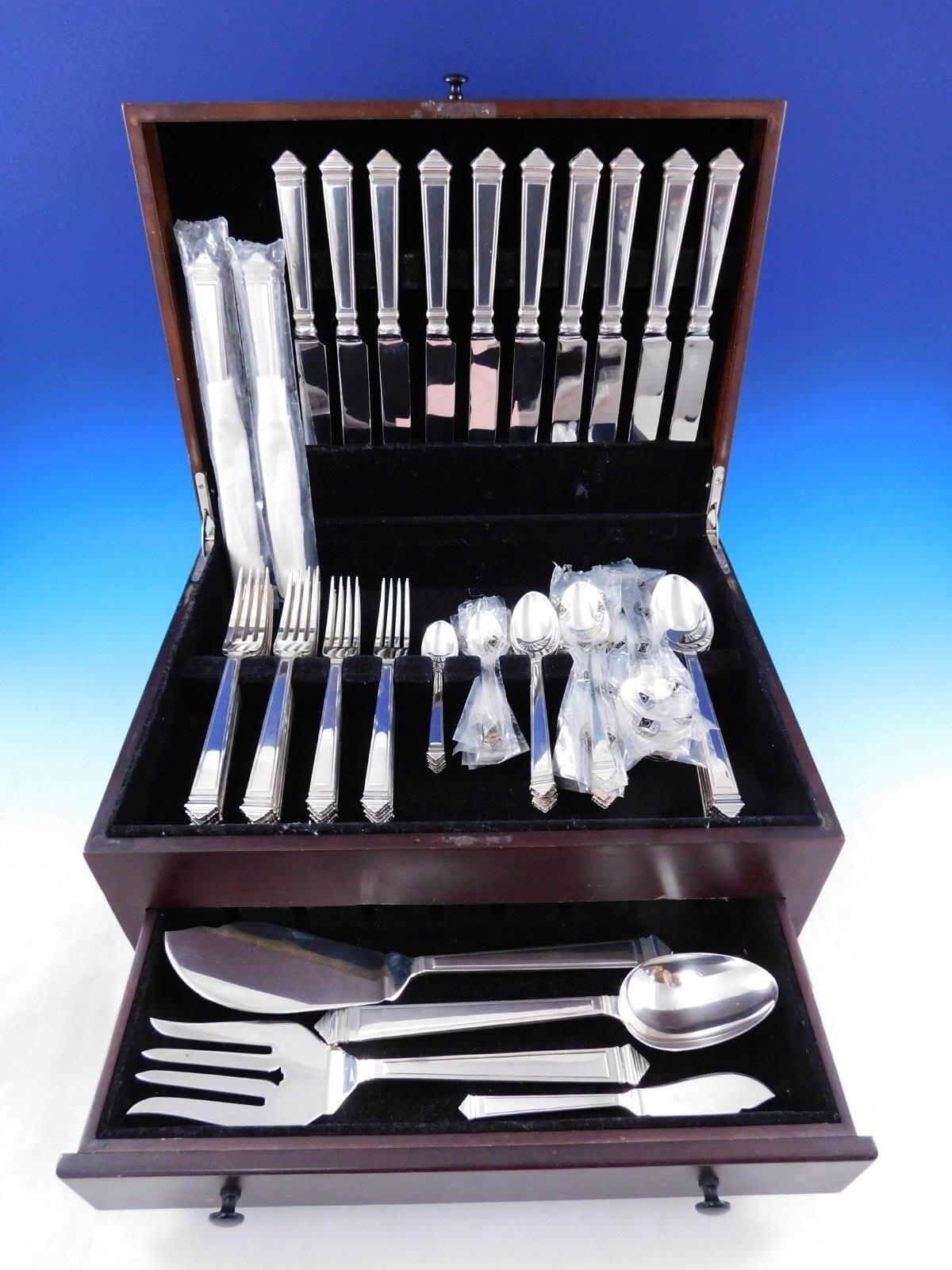 Legend by Fortunoff Italy Sterling Silver Flatware Set 12 Service Dinner 76 pcs For Sale 5