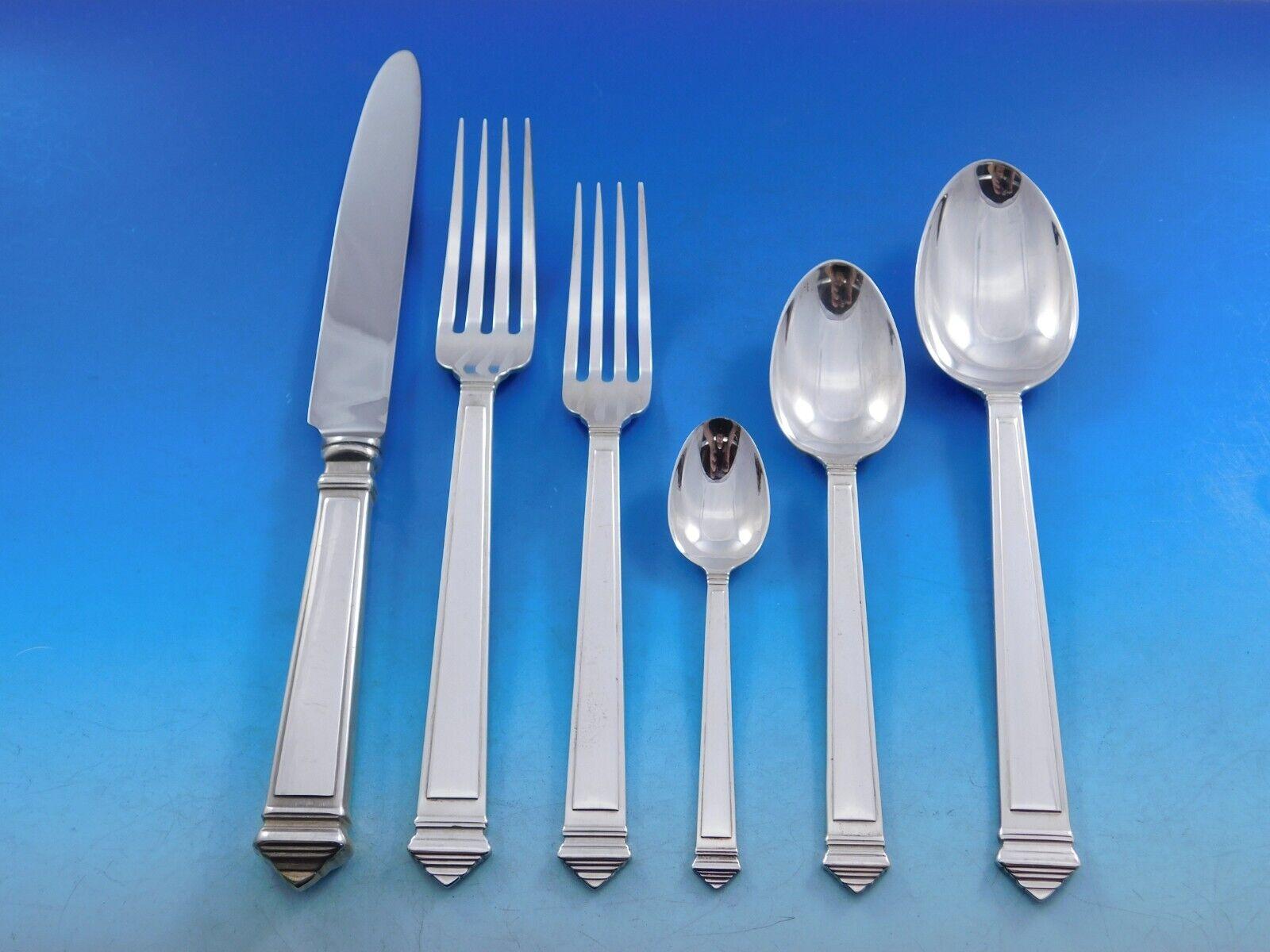 Legend by Fortunoff Italy Sterling Silver Flatware Set 12 Service Dinner 76 pcs For Sale 4