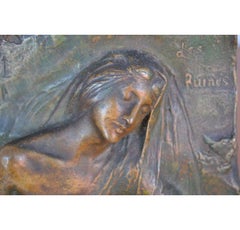 "Leggenda delle rovine" bassorilievo in bronzo Egyptomania di Henri Levasseur