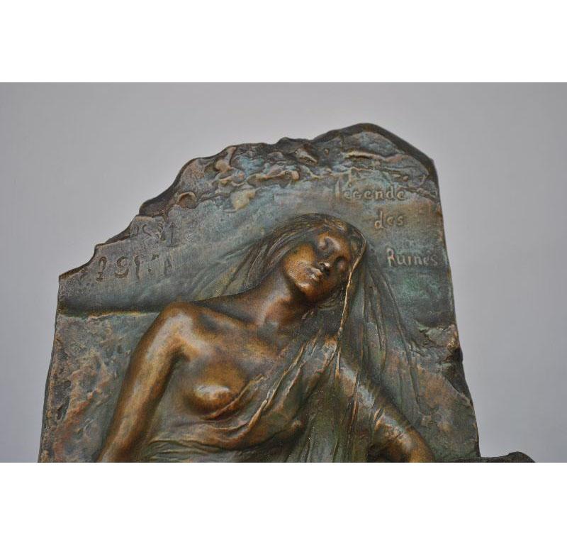 „Legend der Ruinen“ Ägyptisches Bas-Relief aus Bronze von Henri Levasseur im Zustand „Gut“ im Angebot in Marseille, FR