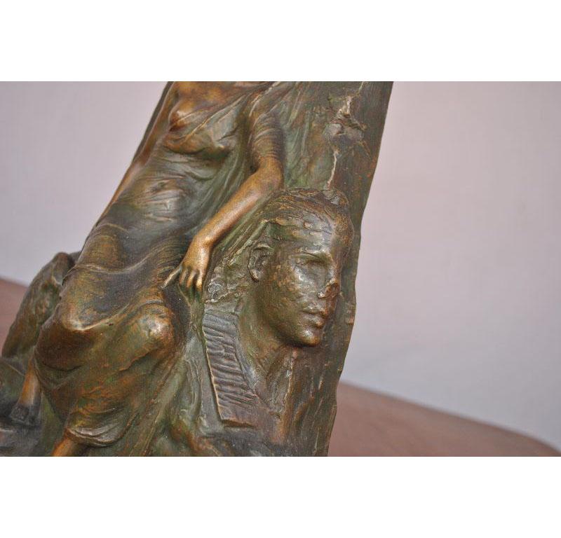 „Legend der Ruinen“ Ägyptisches Bas-Relief aus Bronze von Henri Levasseur im Angebot 1