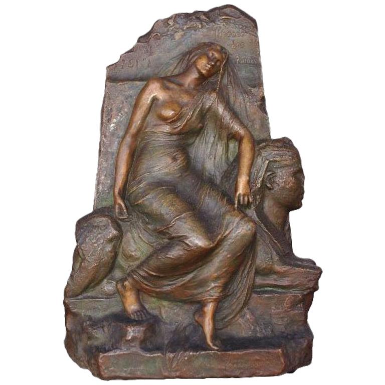 "Legend Of The Ruins" Egyptomania Bronze Bas-Relief by Henri Levasseur