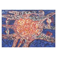 "Legende Sole" - Quadro ad olio astratto firmato nel 1967 dall'artista danese Lars Åkirke