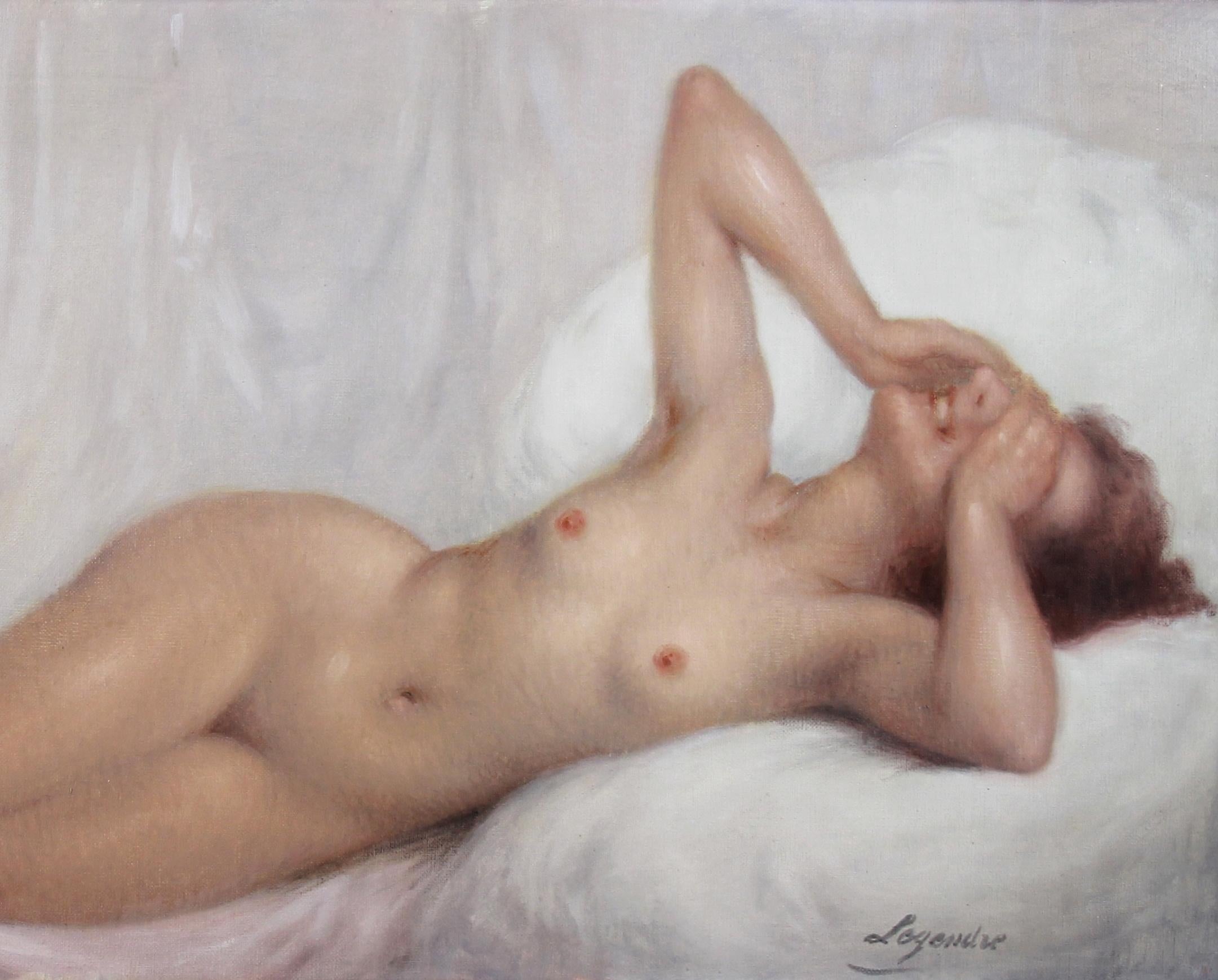 Pintura Óleo Sobre Lienzo, un Desnudo Reclinado de Legendre Escuela francesa en venta 2
