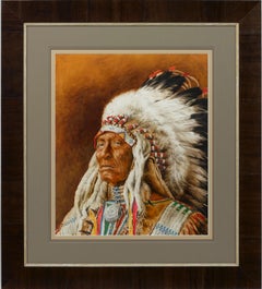 "Legends of the West-Indian Chief" by Chris Calle, Mixed Media Painting