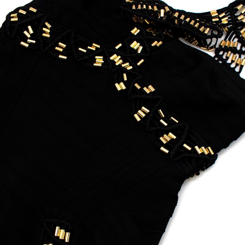 Leger Gold Beaded Black Bandage Alek Dress M 1
