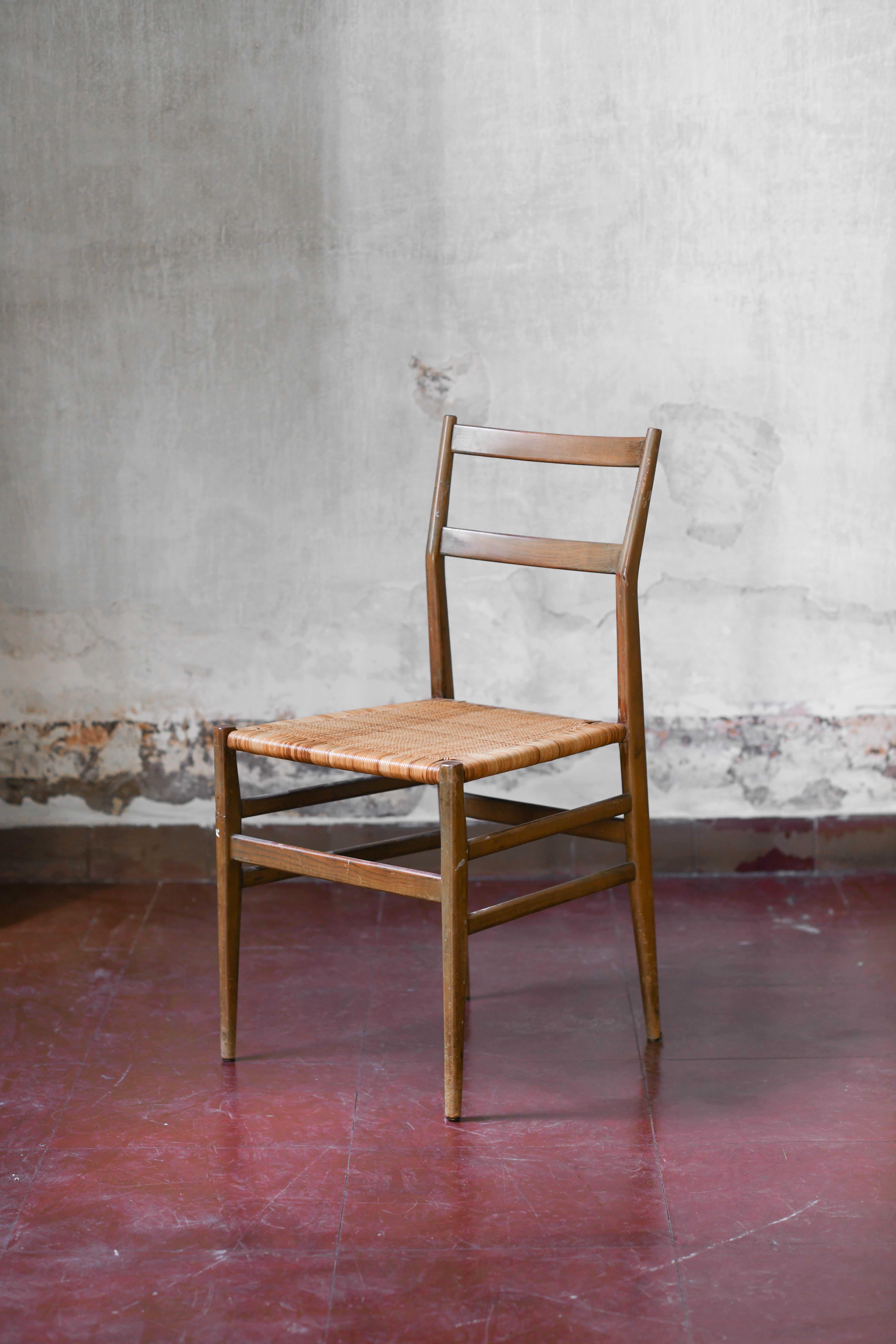 Wood Leggera chair by Gio Ponti – set of 7 pieces