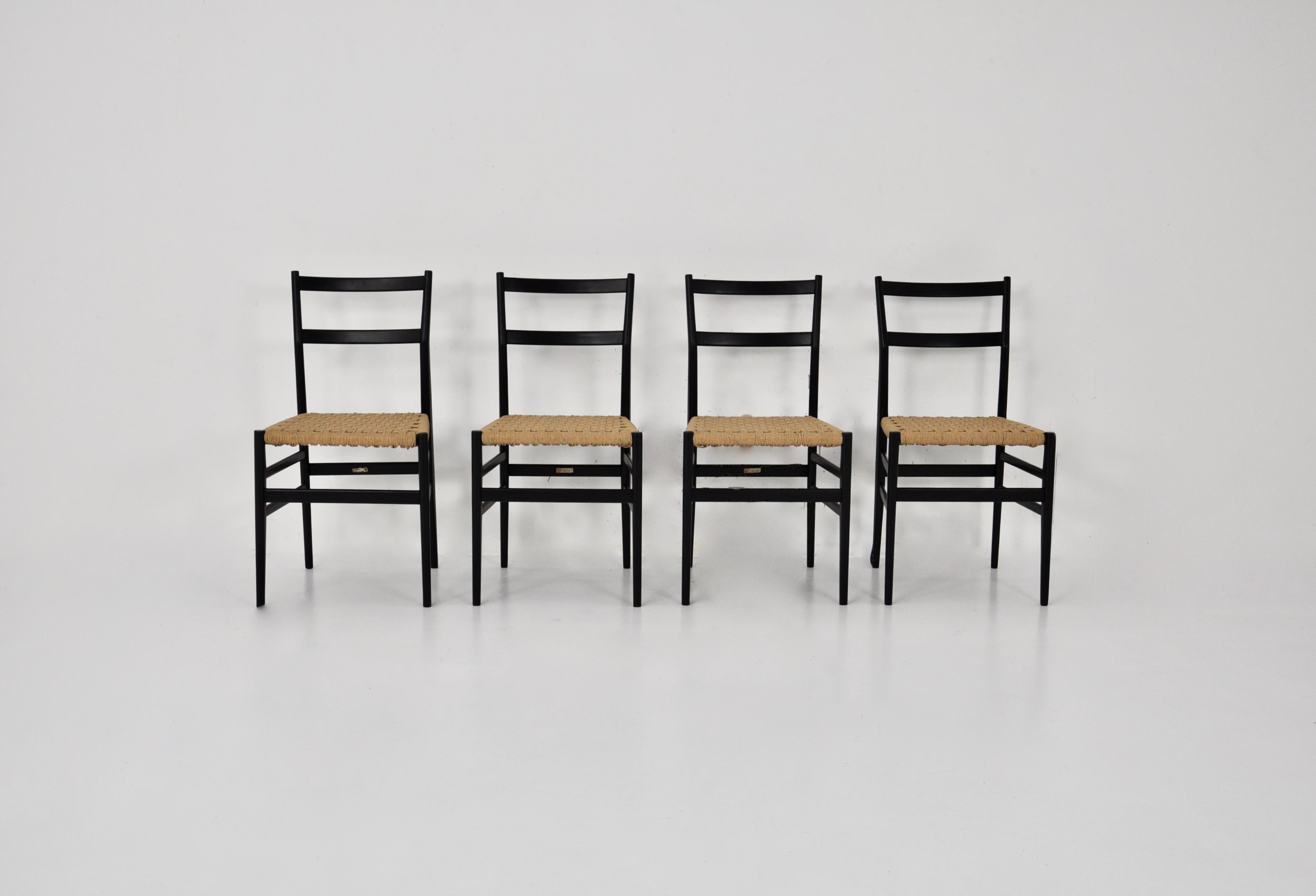 Mid-Century Modern Leggera Chairs by Gio Ponti for Cassina, Set of 4, 1960s
