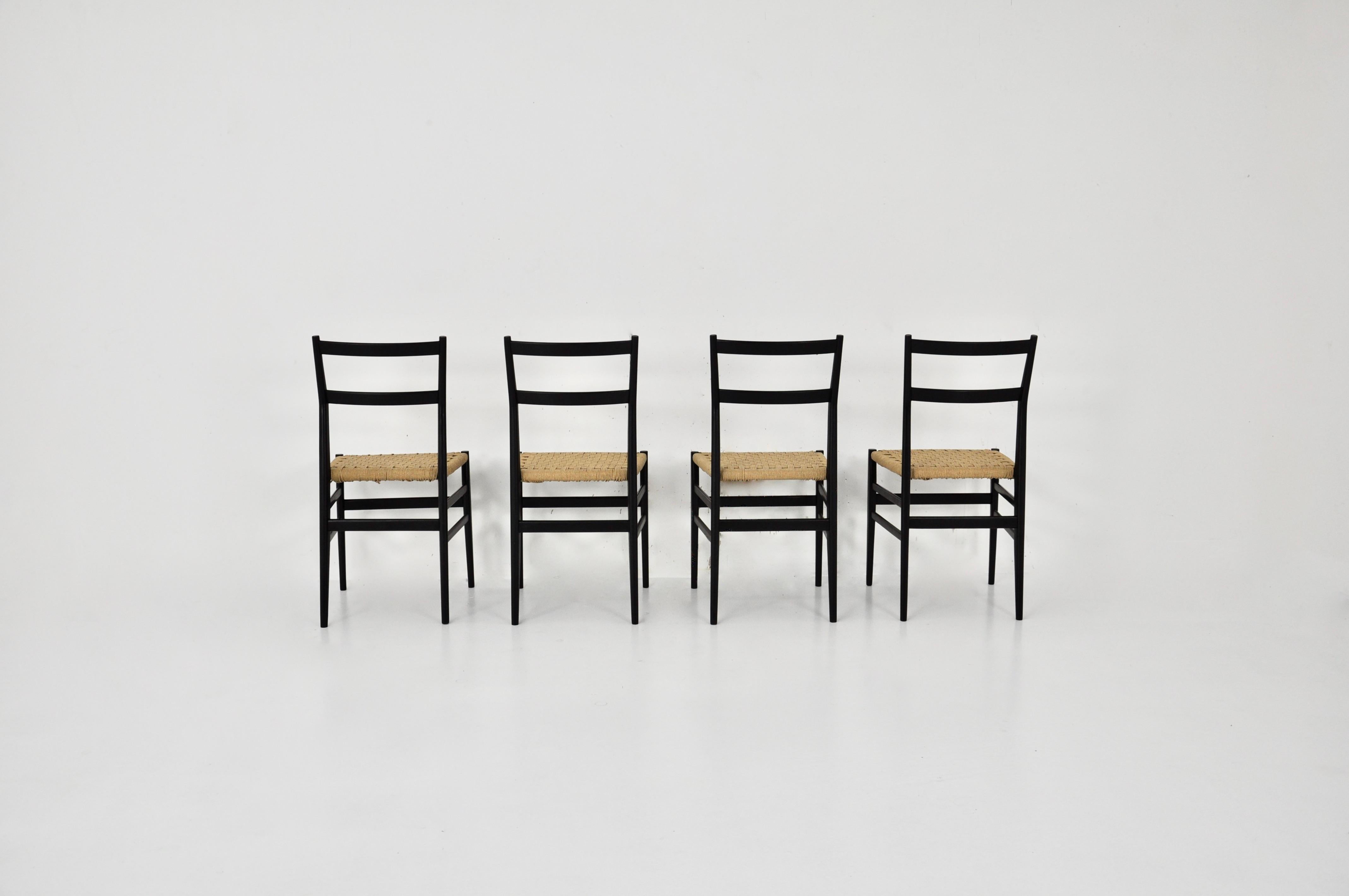 Leggera Chairs by Gio Ponti for Cassina, Set of 4, 1960s In Good Condition In Lasne, BE