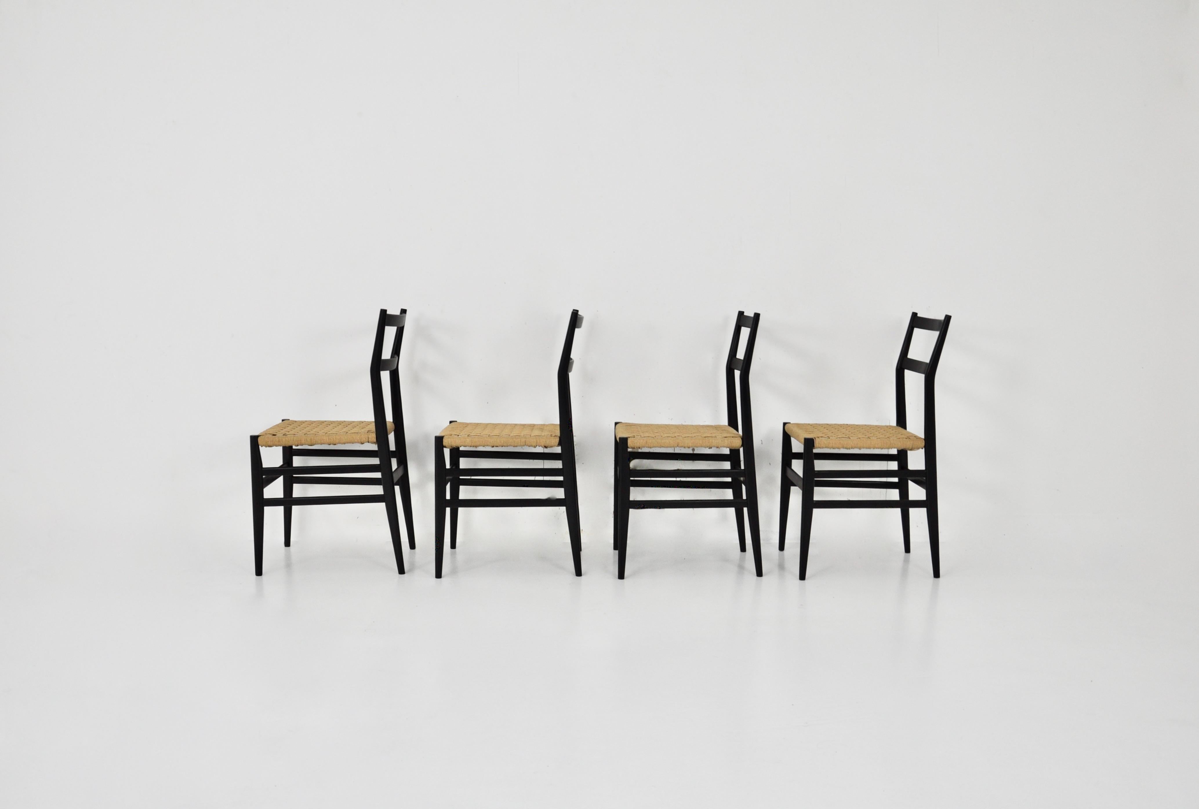 Mid-20th Century Leggera Chairs by Gio Ponti for Cassina, Set of 4, 1960s