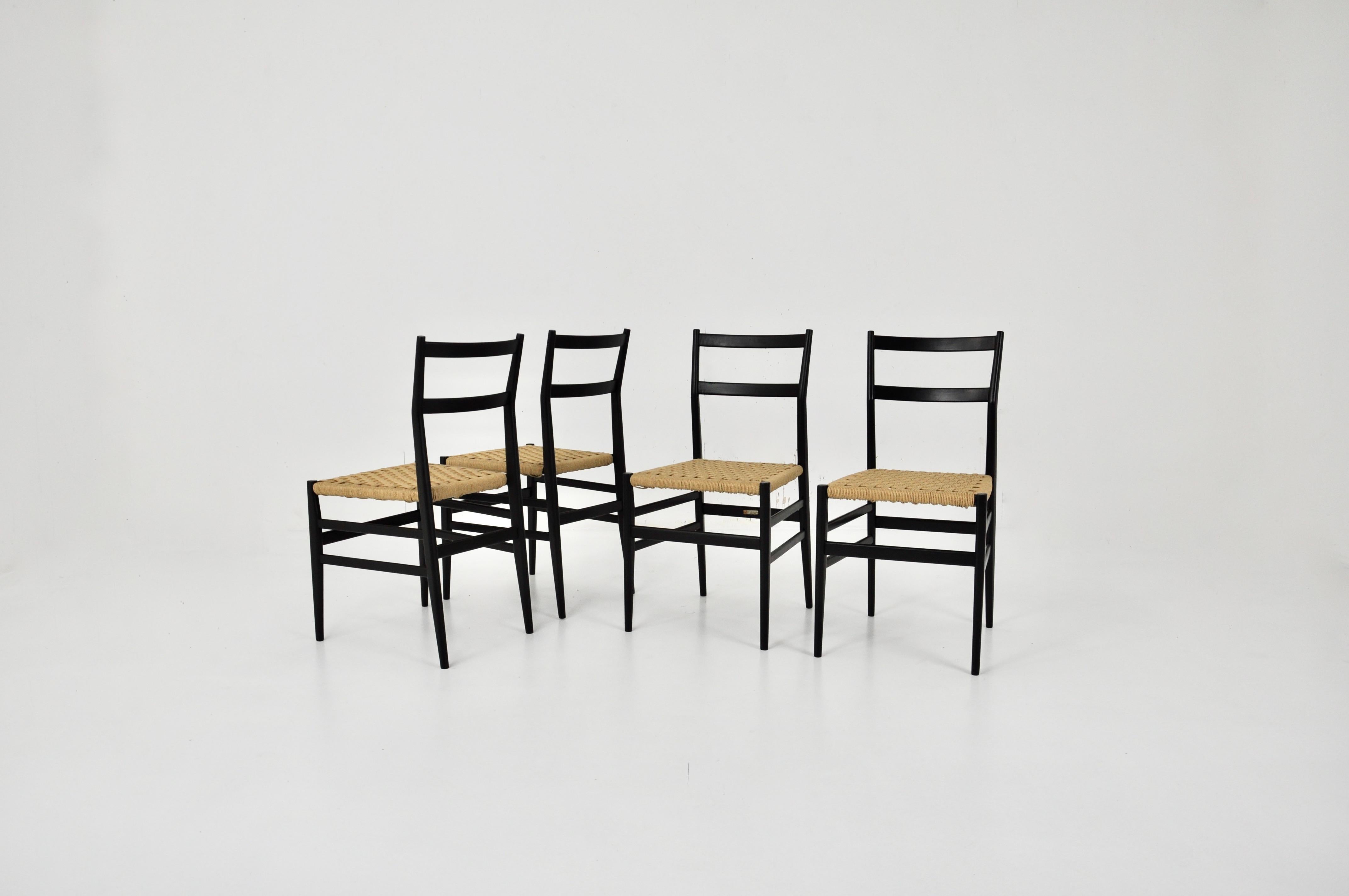 Rope Leggera Chairs by Gio Ponti for Cassina, Set of 4, 1960s