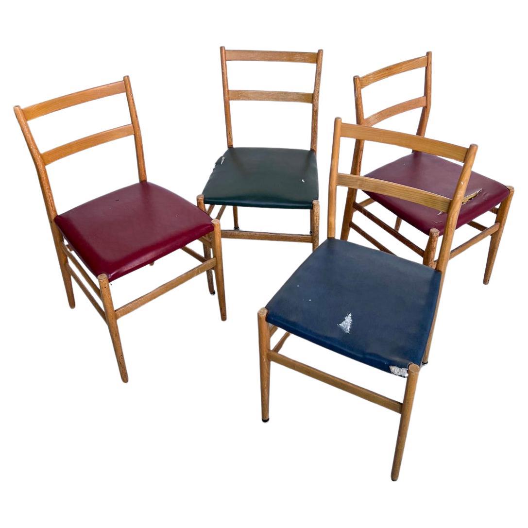4 Gio Ponti Italian Chairs Leggera x Cassina - Set of Four - 1960's For Sale