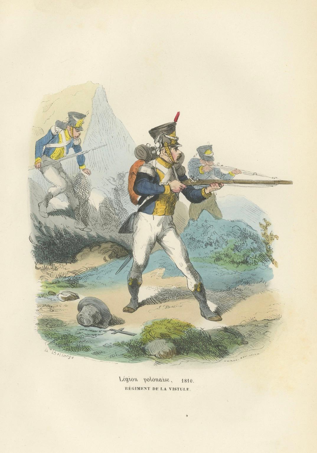 Legion Polonaise Infantry, Polish Uniform Print from the Napoleon I Era, 1843