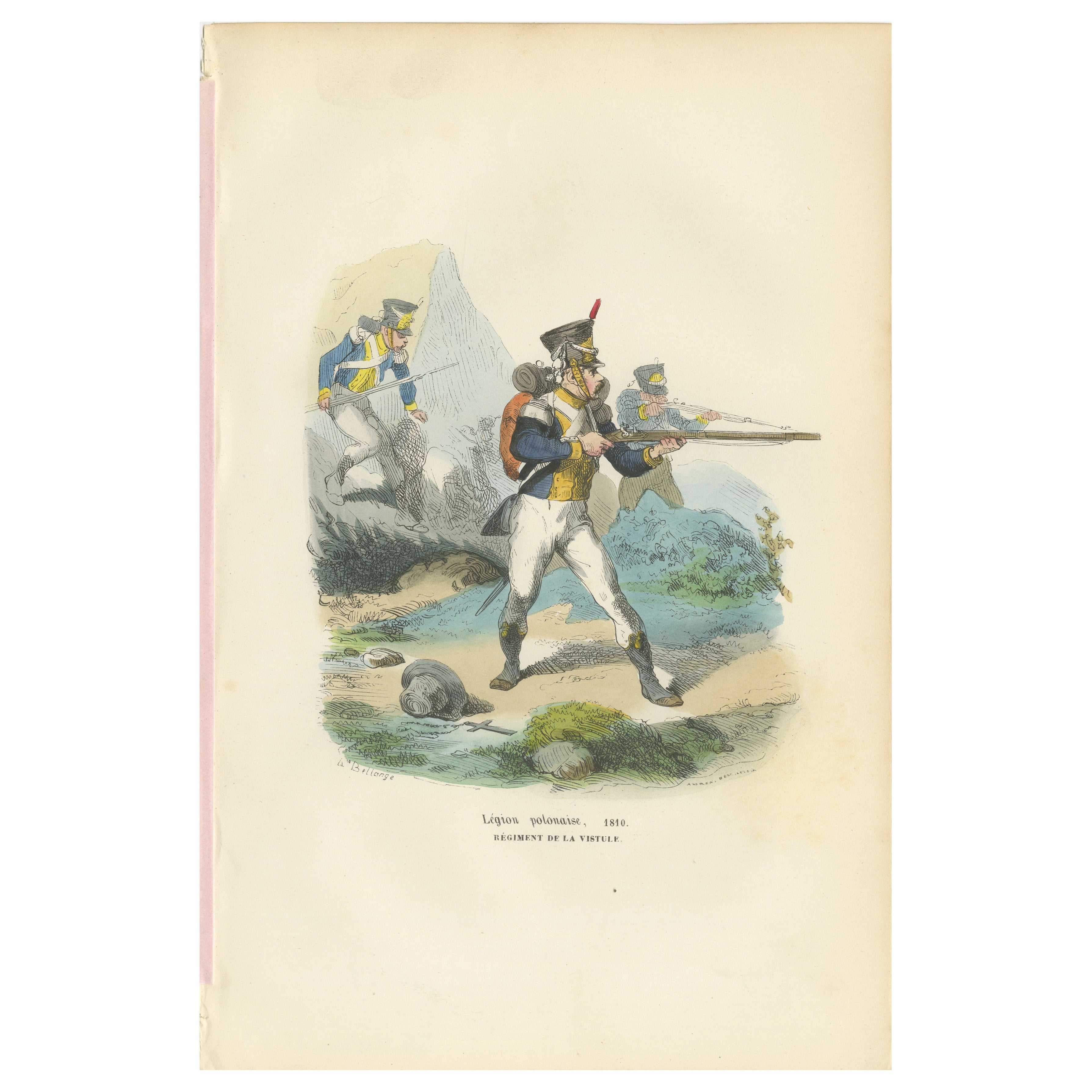 Legion Polonaise Infantry, Polish Uniform Print from the Napoleon I Era, 1843