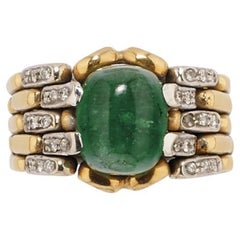 Vintage Legnazzi 4.50 Carat Emerald Diamond Cocktail ring