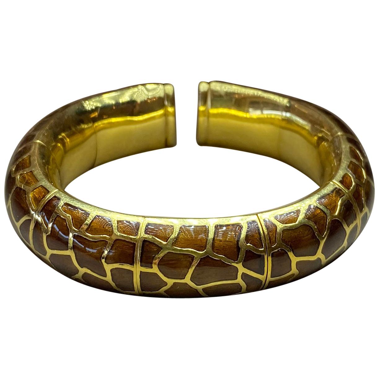 Legnazzi Giraffe Safari 18 Karat Yellow Gold and Enamel Bracelet For Sale