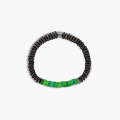Bracelet Legno en quartz vert, palmier et ébène avec plaqué rhodium, taille S