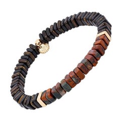Legno Bracelet in Rainbow Jasper, Palm and Ebony Wood with Rose Gold, Size L