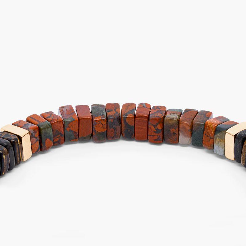 Legno Bracelet in Rainbow Jasper, Palm and Ebony Wood with Rose Gold, Size S In New Condition For Sale In Fulham business exchange, London