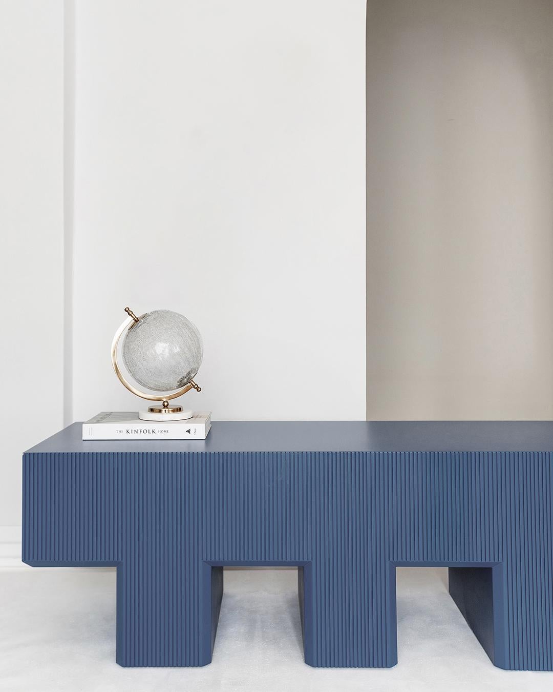 Turkish Lego Bench with a Storage Slot, Shadow Blue For Sale
