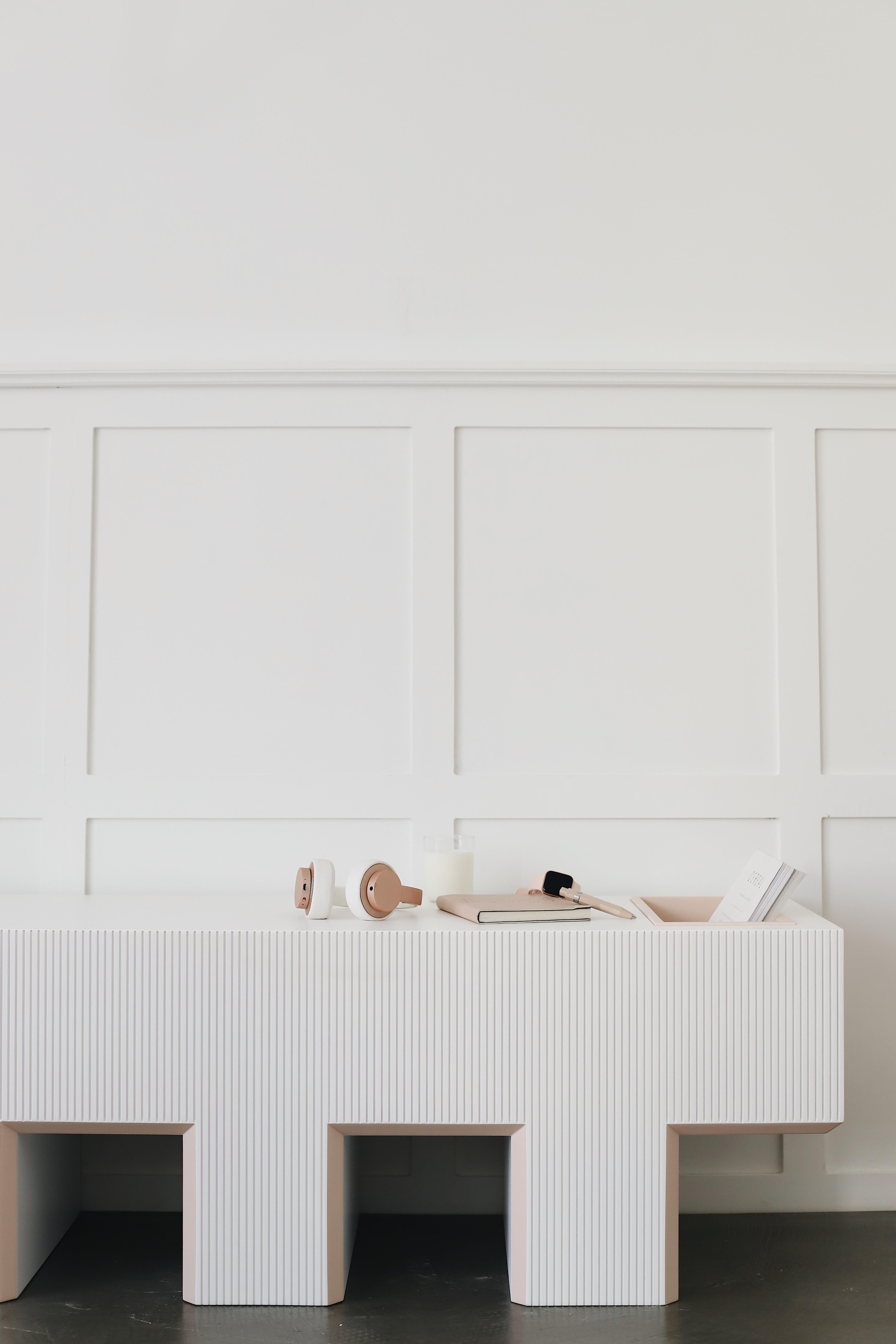 Modern Lego Bench with a Storage Slot, White For Sale