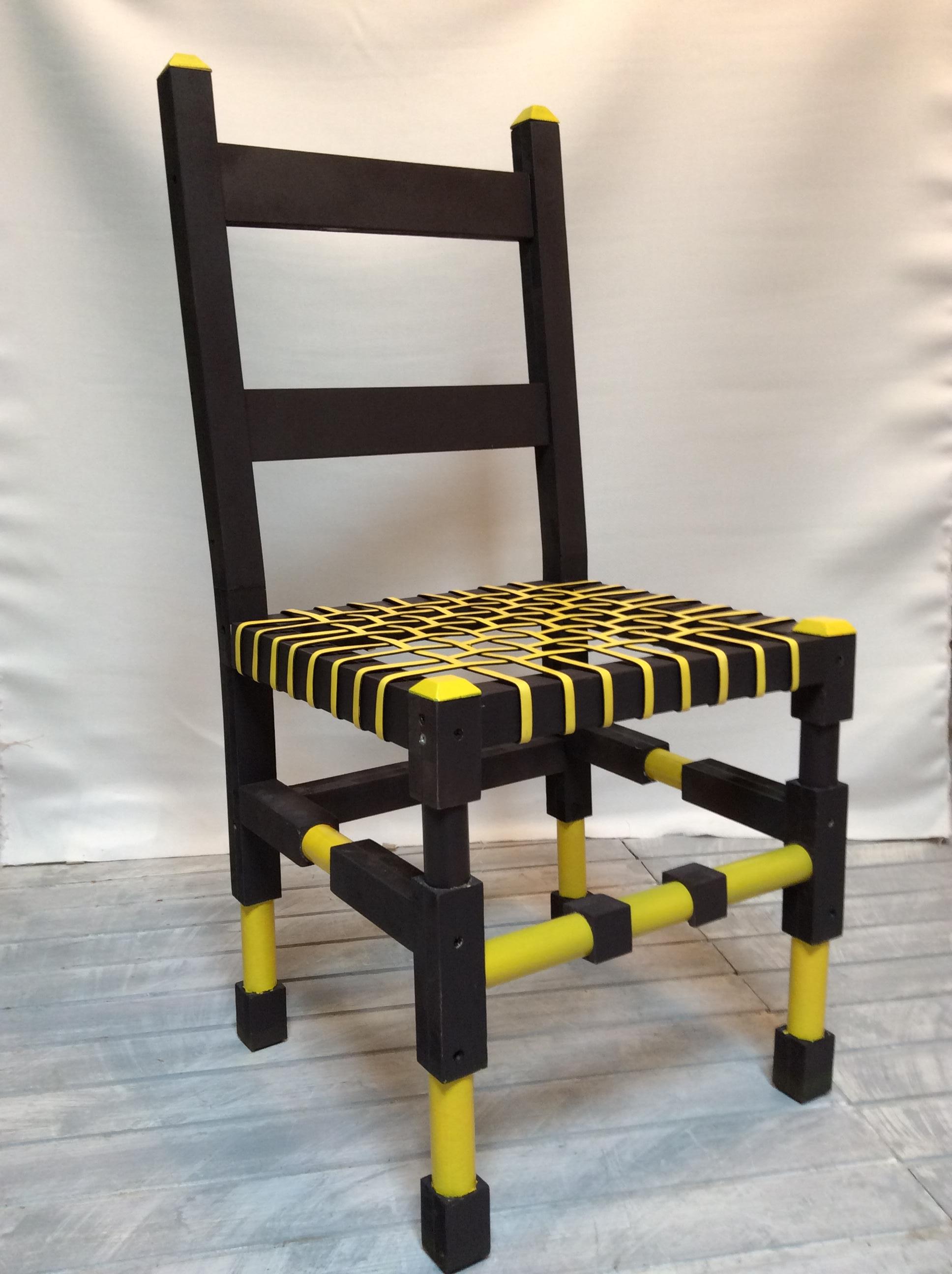 Lego chair by Andrea Giomi
Dimensions: D 43 x W 45 x H 98 cm
Materials: .wood frassino leather.

Andrea Giomi, was born in Castelfiorentino in the province of Florence in
1970. Develops his training and experience in the world of furniture as a