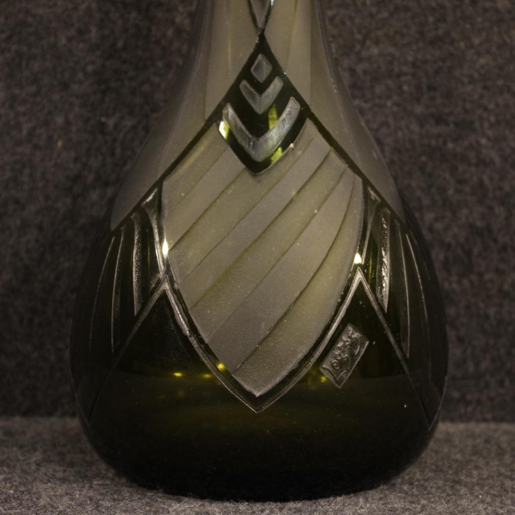 Legras 20th Century Green Glass French Art Deco Vase, 1920 For Sale 1