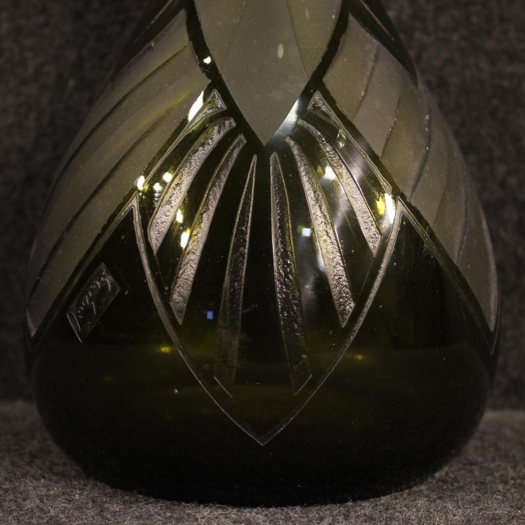 Legras 20th Century Green Glass French Art Deco Vase, 1920 For Sale 4