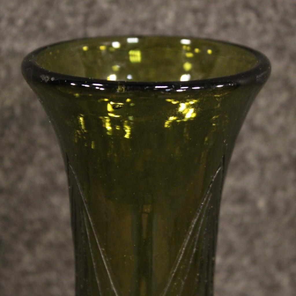 Vase Art Déco français en verre vert Legras 20ème siècle:: 1920 en vente 2