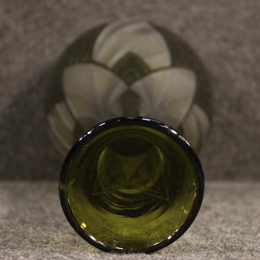 Vase Art Déco français en verre vert Legras 20ème siècle:: 1920 en vente 3