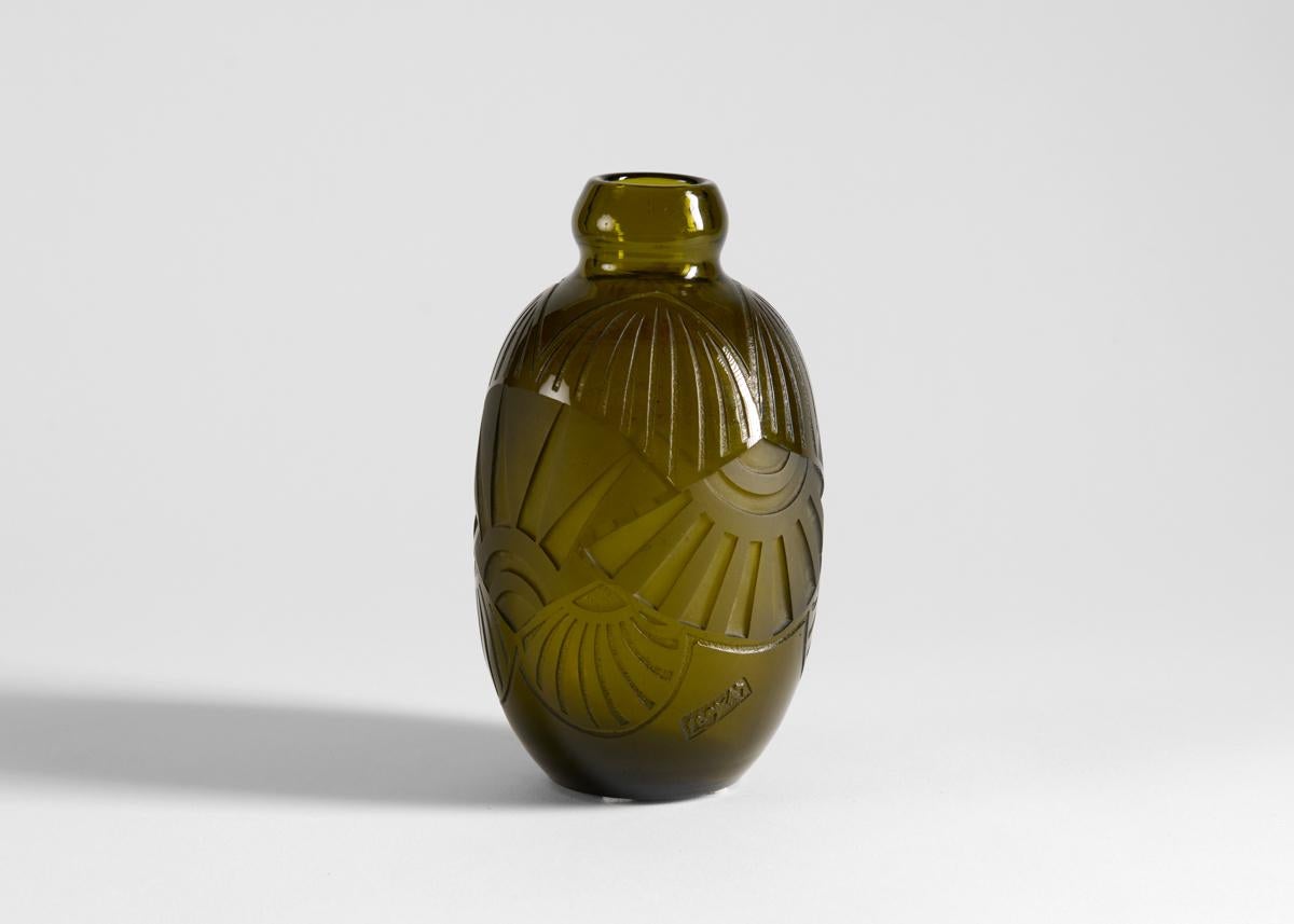 Legras, Acid-Etched Art Deco Glass Vase, France, C. 1920 For Sale 3