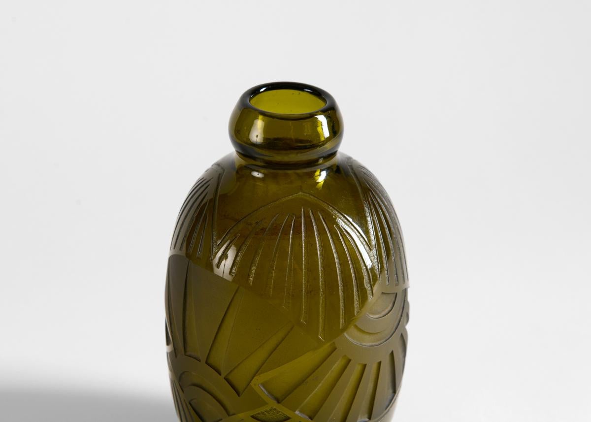 Legras, Acid-Etched Art Deco Glass Vase, France, C. 1920 For Sale 5