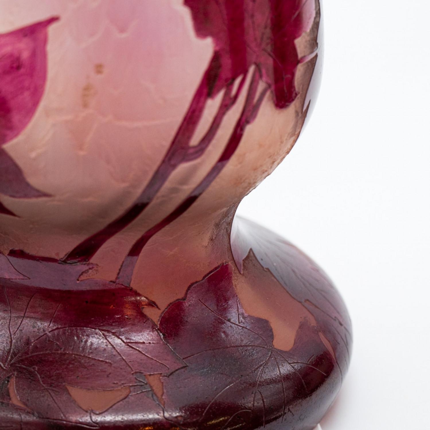 Art nouveau Legras et Gallé, ensemble de grands vases en verre émaillé et gravé à l'acide, 1920 en vente