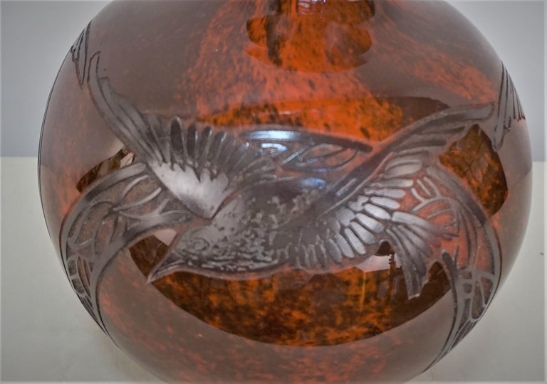 Legras Art Deco 1920's Acid Cut Glass Vase For Sale at 1stDibs