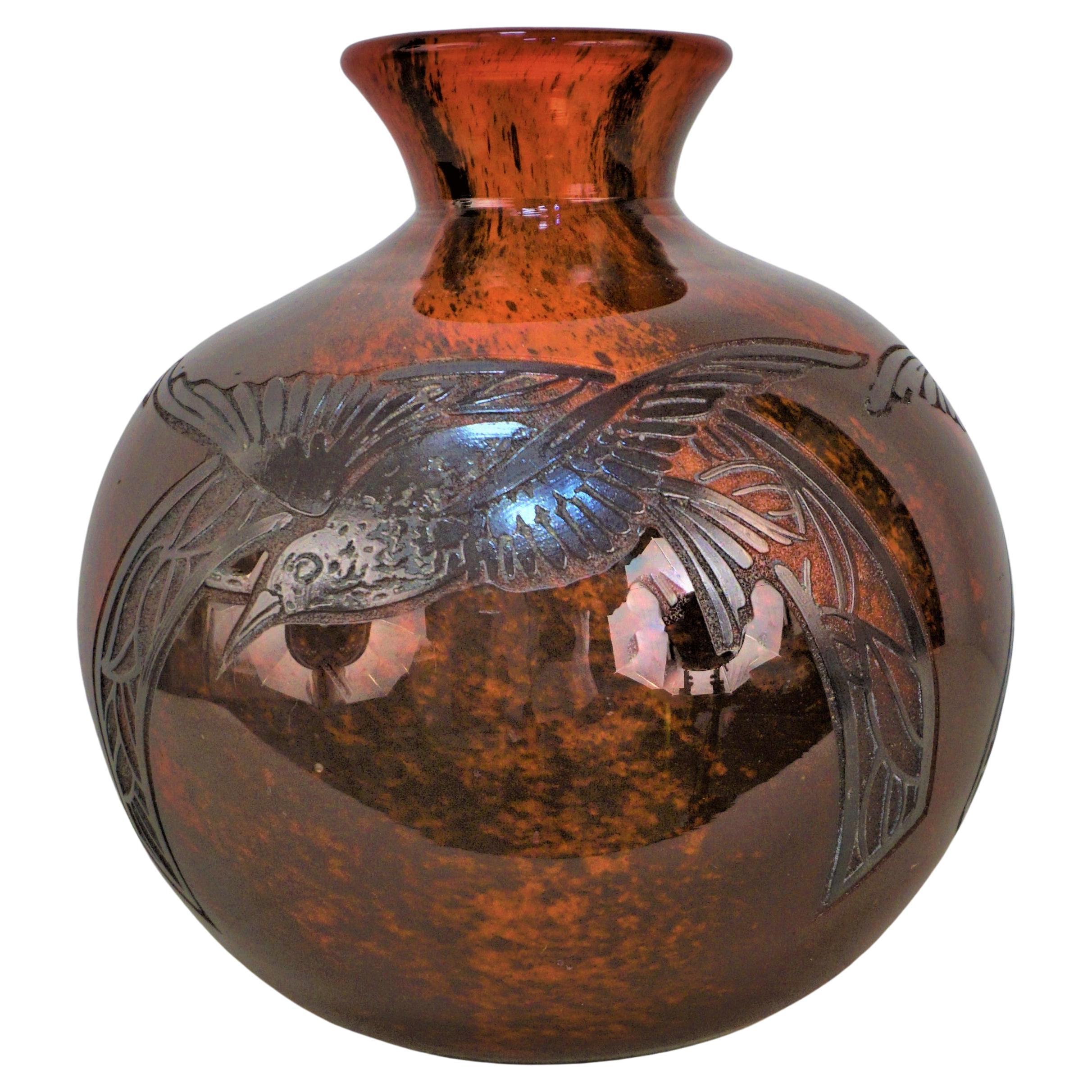 Legras Art Deco 1920's Acid Cut Glass Vase