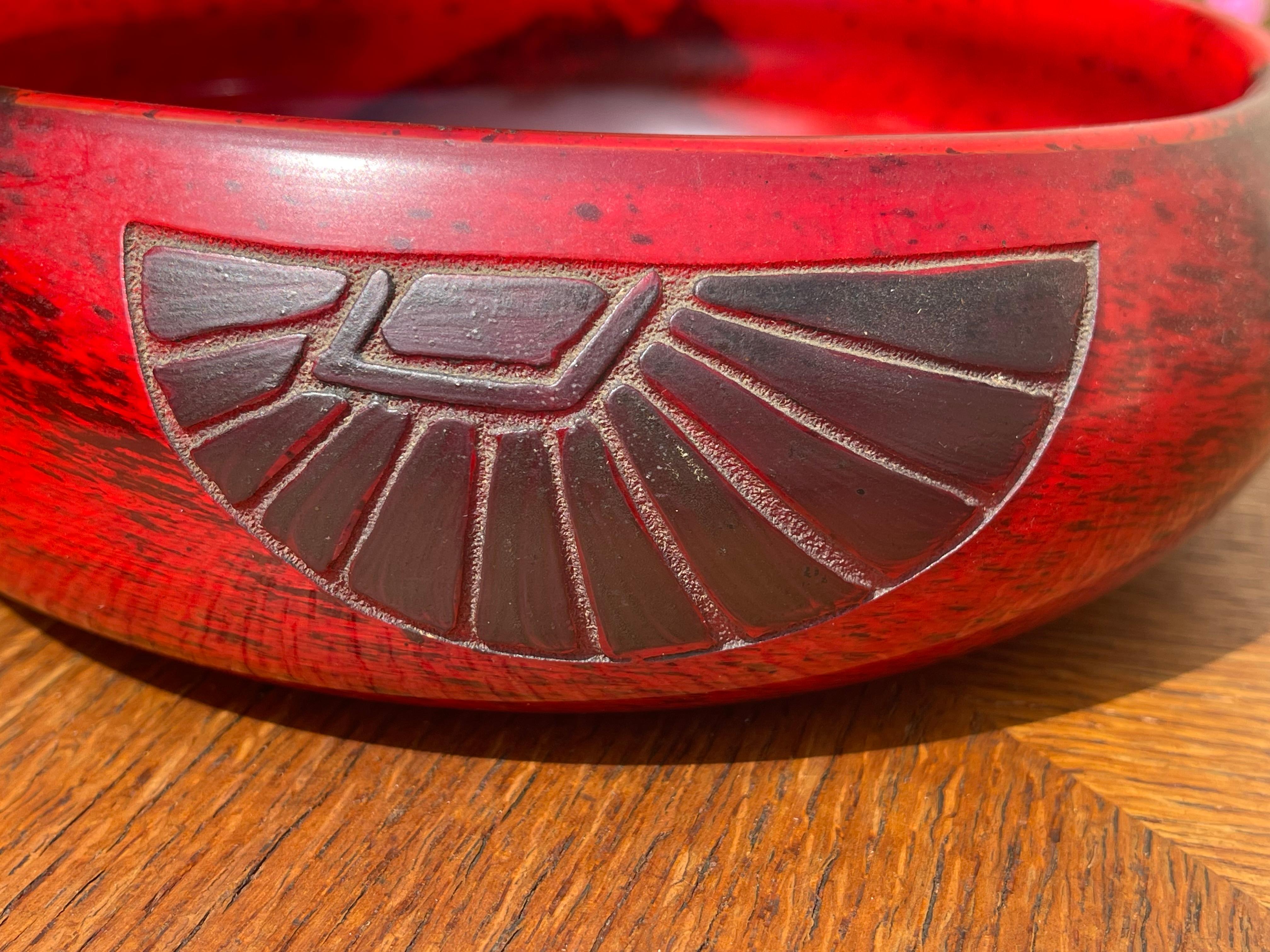 Art nouveau Legras - Coupe Art Déco en verre rouge en vente