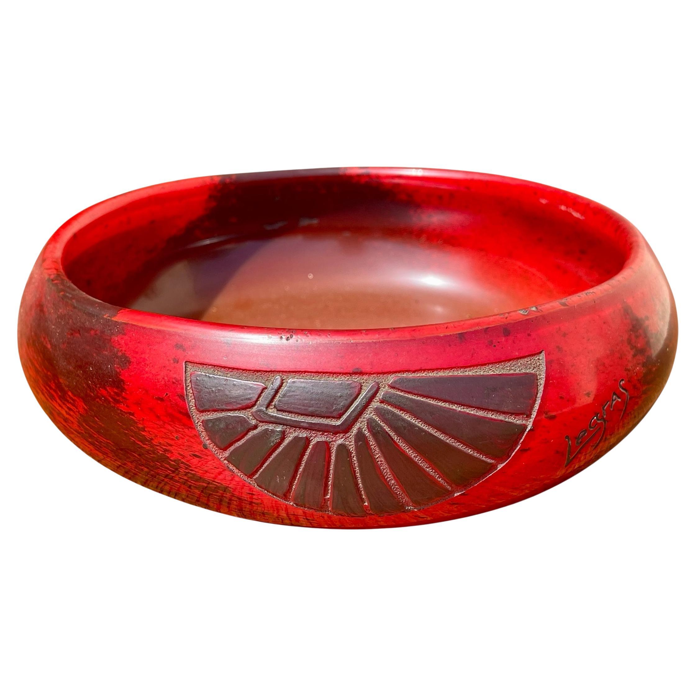 Legras - Coupe Art Déco en verre rouge en vente