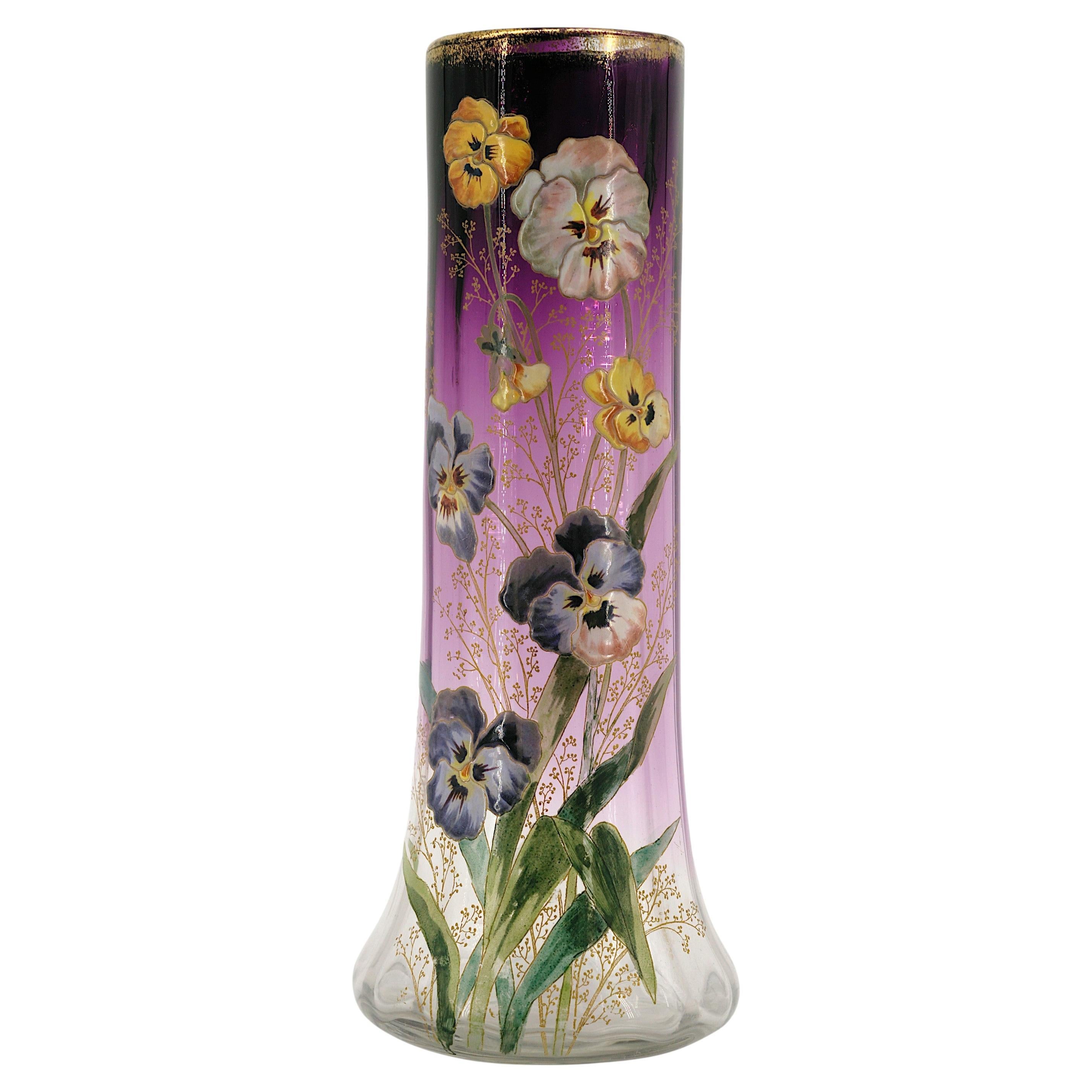 LEGRAS Art Nouveau Enameled Vase, 1890s