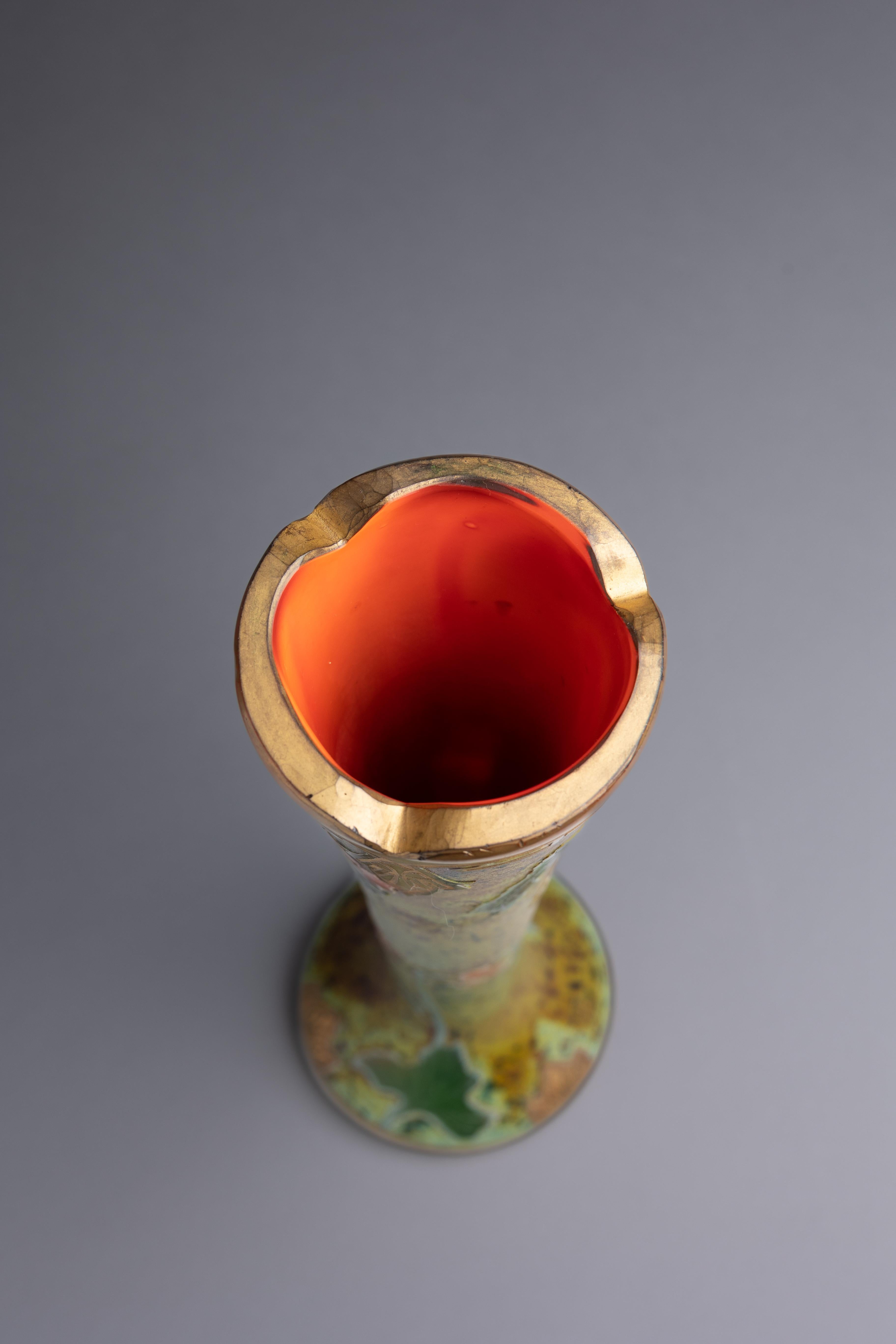 Legras Art Nouveau French Glass Vase For Sale 3