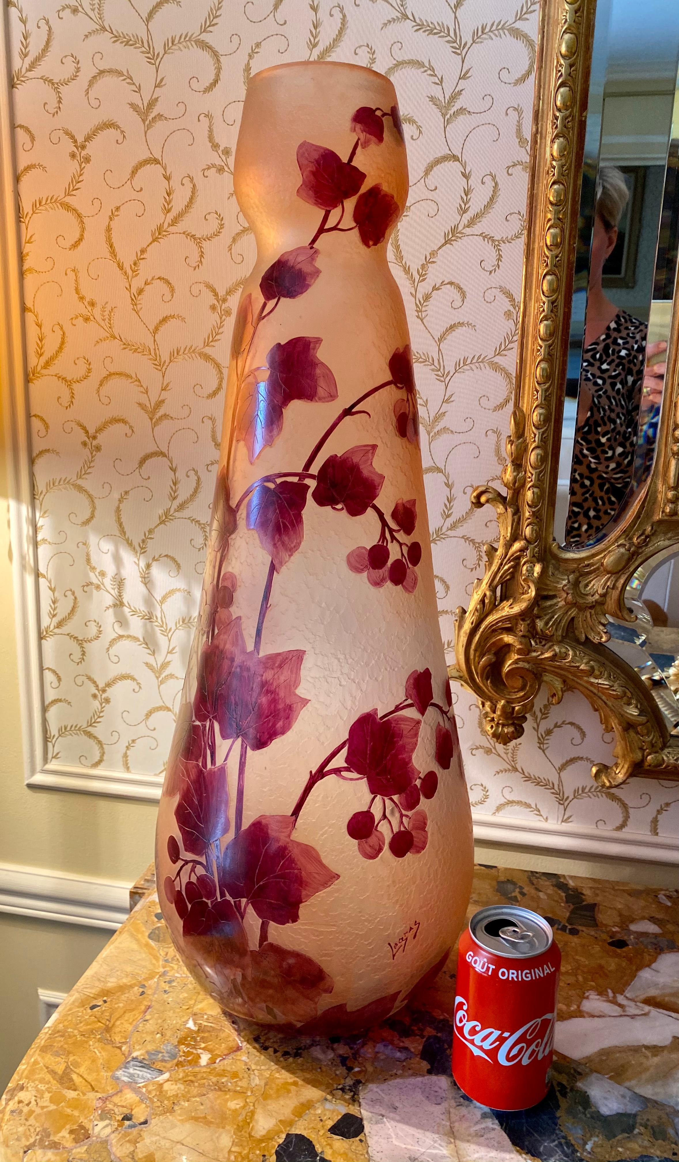 Legras, Art Nouveau Style, Ampelopsis Large Vase 20th Century 12
