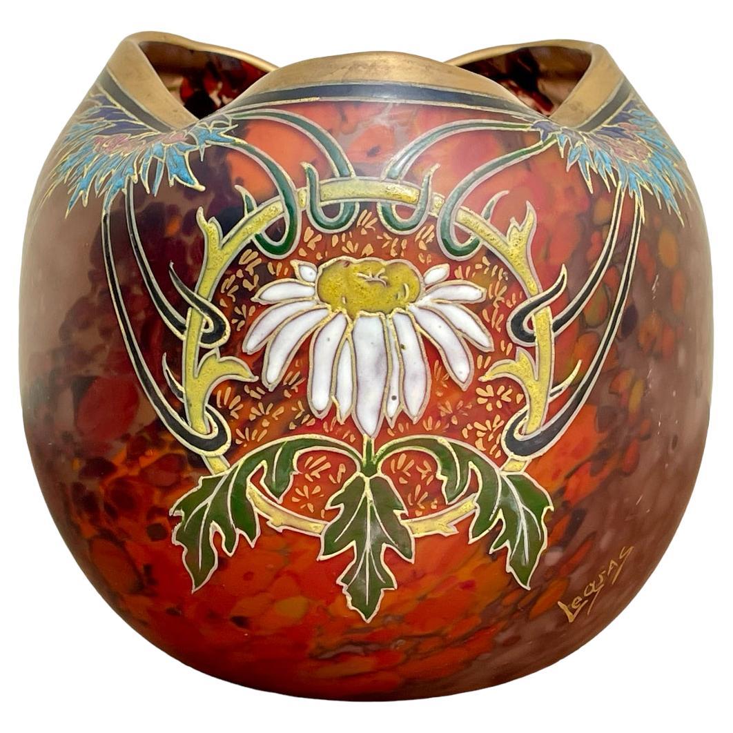 LEGRAS - Ball Vase With Polylobed Neck  For Sale