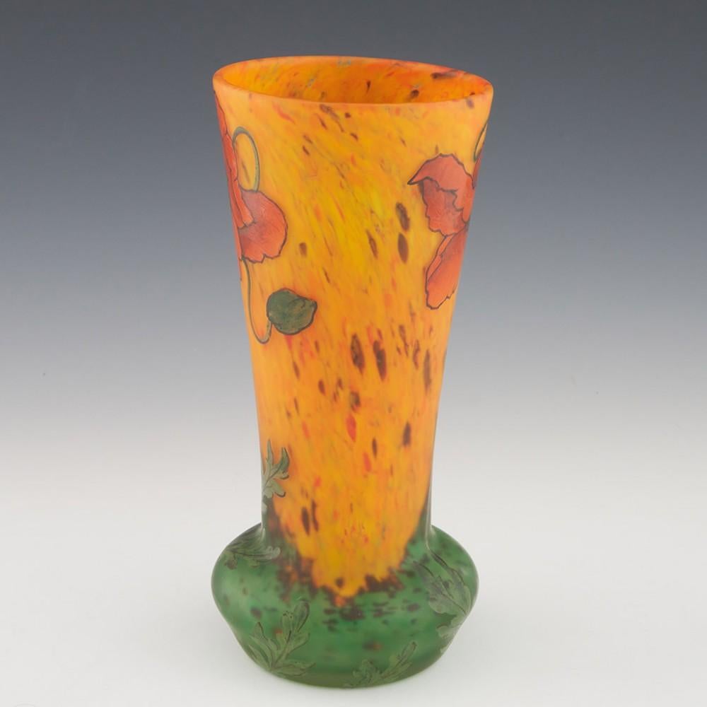 Art nouveau Vase à coquelicots émaillé Legras c1920 en vente