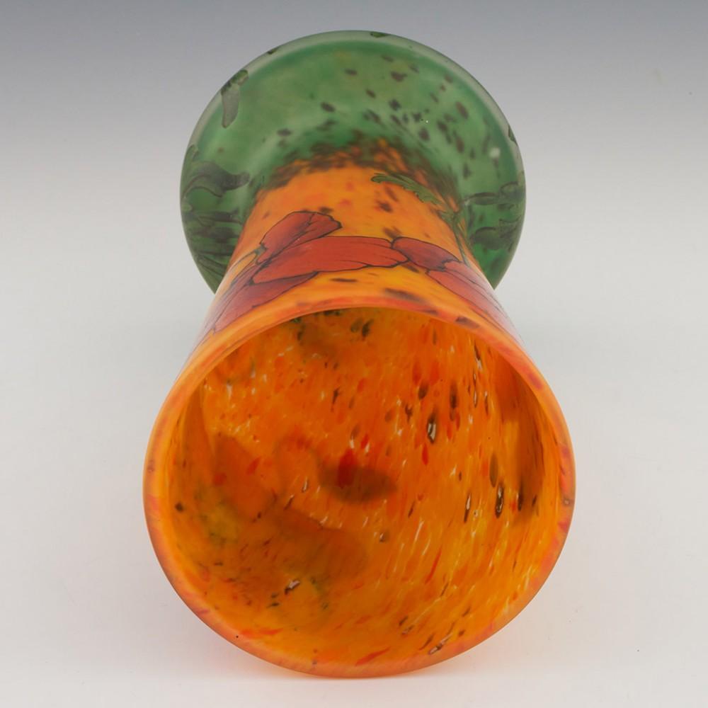 Blown Glass Legras Enamelled Poppy Vase c1920 For Sale